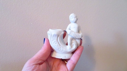 Vintage Italian Bisque Angel Candle Holder with Cornucopia - photo 5
