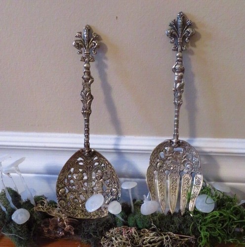 Vintage UGO BELLINI Salad Serving Set Cherubs