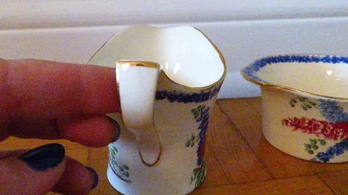 Vintage Art Deco Royal Winton Hand Painted Creamer & Bowl Set - photo 2