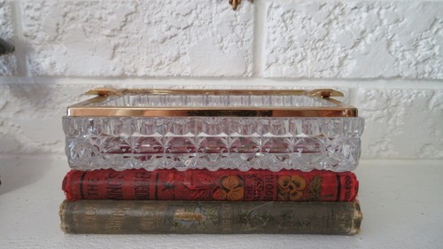 VTG Italian Crystal Ashtray with Gold Rim