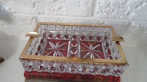 VTG Italian Crystal Ashtray with Gold Rim - photo 2