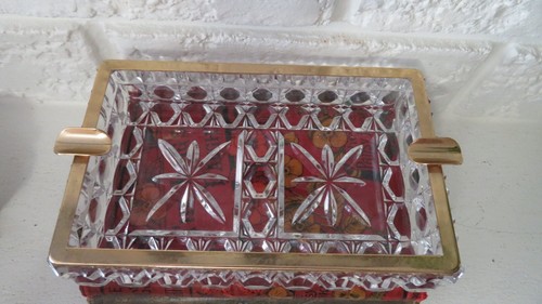 VTG Italian Crystal Ashtray with Gold Rim - photo 3