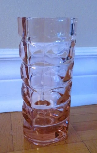 Vtg Arcoroc France Pink Swirl Art Deco Vase 7"