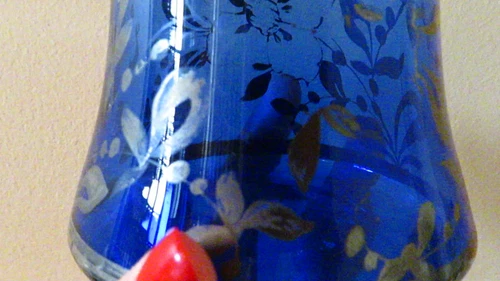 Vintage Italian Art Silver Painted Cobalt Blue Glass Decanter - photo 2