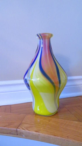 Vintage 1950 Murano Fratelli Toso Millefiori Glass Vase - Yellow - photo 2