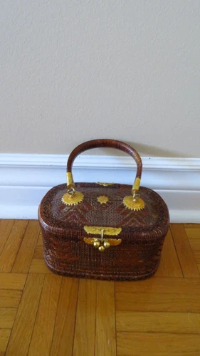 Vintage 1960s Lipao Grass Woven Bag