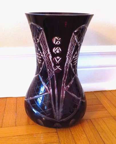 Rare Vintage Crystal Vase - Bohemia Czech Ruby Red Cut/Etched - photo 2