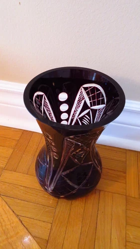 Rare Vintage Crystal Vase - Bohemia Czech Ruby Red Cut/Etched - photo 3