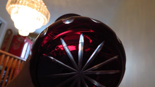 Rare Vintage Crystal Vase - Bohemia Czech Ruby Red Cut/Etched - photo 5