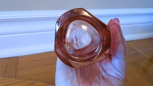 Vtg Arcoroc France Pink Swirl Cubist Art Deco Vase 7" - photo 3