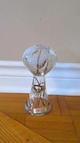 Vintage Dansk Glas Kunst Sweden Art Glass Orb Pedestal Oil Lamp