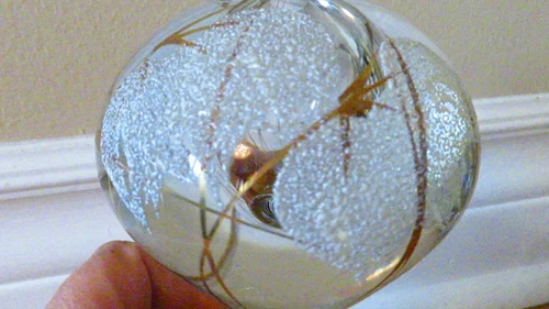 Vintage Dansk Glas Kunst Sweden Art Glass Orb Pedestal Oil Lamp - photo 2