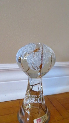 Vintage Dansk Glas Kunst Sweden Art Glass Orb Pedestal Oil Lamp - photo 3