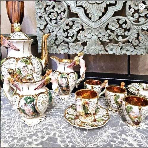 Vintage 1930s Capodimonte Coffee Set - Italy, Rare