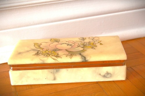 Vintage Italian Alabaster Jewelry Box - 1970s