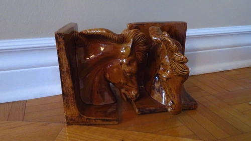 Vintage Ceramic Horse Head Bookends - 1970s - photo 2