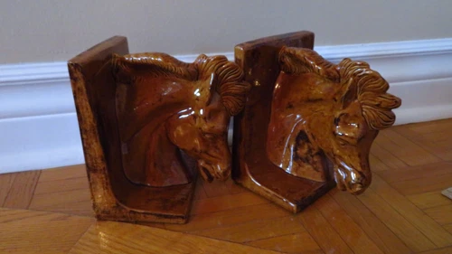 Vintage Ceramic Horse Head Bookends - 1970s - photo 3