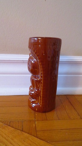Vintage Tiki Smiling Ku Mug Tumbler Brown Glaze 2000s - photo 2
