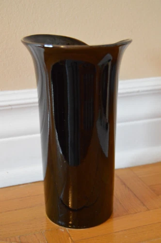 Vintage 1980s Kyoritsu Japanese Vase - Black, Red Anthuriums - photo 4