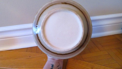 Vintage pottery vase stoneware speckled glaze brown floral patte - photo 4