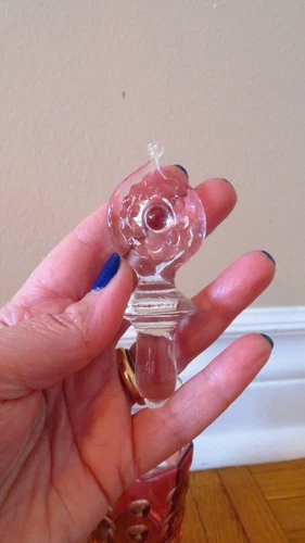 Late 20th Century Cranberry Mould Blown Glass Perfume Bottle - photo 2