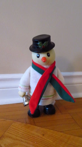 Vintage Mechanical Snowman 1970 Metal Music Walker - Loud