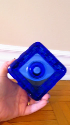 Vintage 1960s Rihimaki "Talari" Blue Glass Candle Holder - photo 3