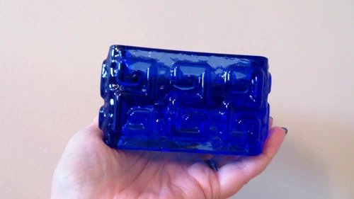 Vintage 1960s Rihimaki "Talari" Blue Glass Candle Holder - photo 4