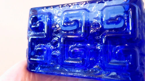 Vintage 1960s Rihimaki "Talari" Blue Glass Candle Holder - photo 5