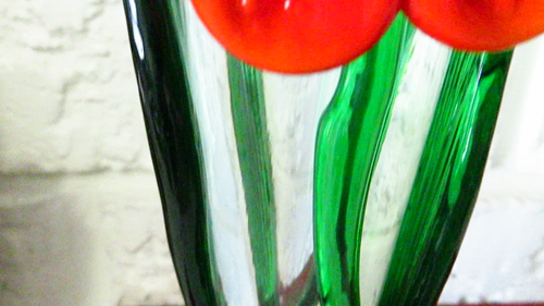 Vintage Murano 80s Orange Flower Vase - Handblown Art - photo 2