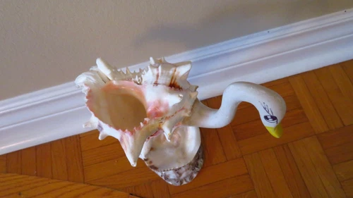 Mid Century Metal & Seashell Bird Sculpture w/ Ostrich Head - photo 4