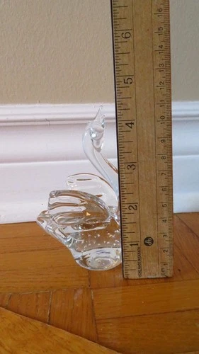 Vintage Art Glass Swan Paperweight - Controlled Bubble - photo 3