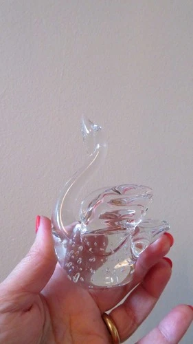 Vintage Art Glass Swan Paperweight - Controlled Bubble - photo 5