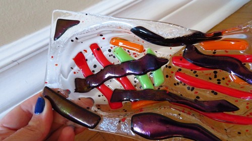 VTG Glass Tray 1990 Art Glass, Rainbow Colors, Italian Glass - photo 5