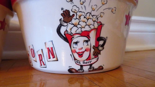 VTG Everybody Loves Popcorn Bowl Set of 2 - Nostalgic Ceramic - photo 2