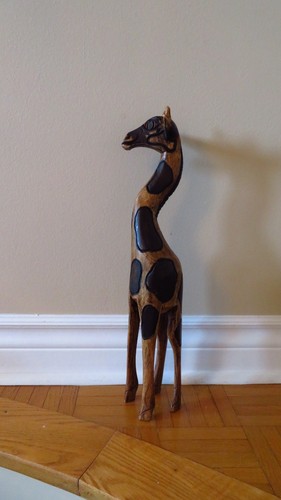 Vintage Hand Carved Wooden Giraffe Figurine Kenya Safari Decor a