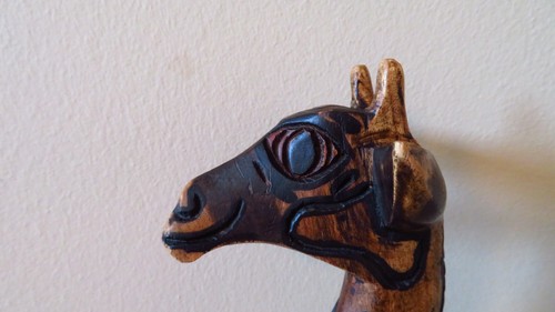 Vintage Hand Carved Wooden Giraffe Figurine Kenya Safari Decor a - photo 3