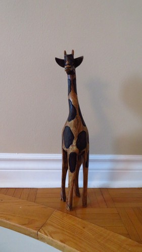 Vintage Hand Carved Wooden Giraffe Figurine Kenya Safari Decor a - photo 4