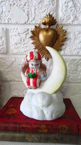 VTG Enesco Bunny & Baby Moon Music Box