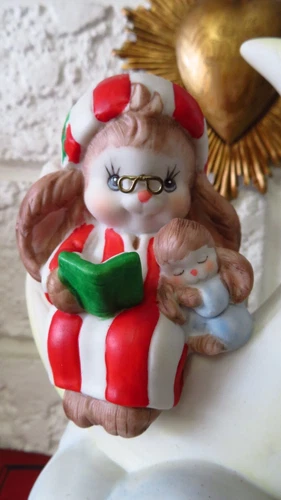VTG Enesco Bunny & Baby Moon Music Box - photo 2