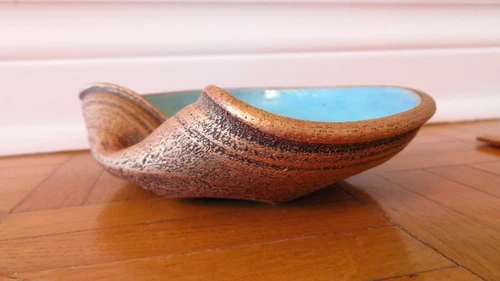 Vintage brown/green thumbprint stoneware bowl - photo 2