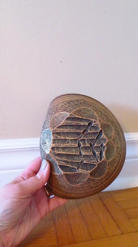 Vintage brown/green thumbprint stoneware bowl - photo 3