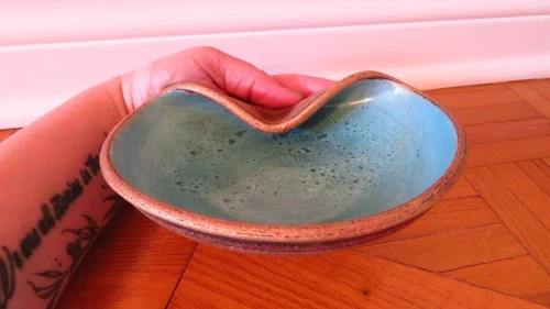 Vintage brown/green thumbprint stoneware bowl - photo 5