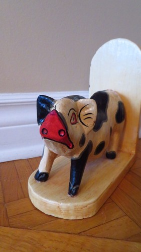 Vtg Hand Carved Pig Boar Potbelly Hog Folk Art Wood Sculpture - photo 2