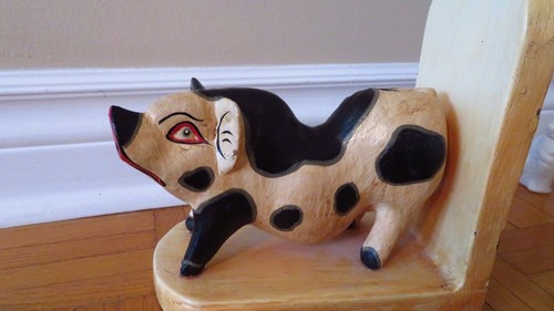 Vtg Hand Carved Pig Boar Potbelly Hog Folk Art Wood Sculpture - photo 3