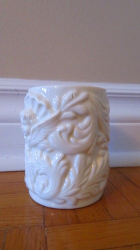 Vintage cute cup with angel face, wings white vase shell - photo 2