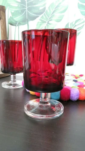 4 oz Luminarc Ruby Red Shot Glass | Vintage - photo 3