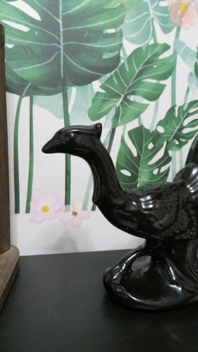 2 Mid-Century Look Vintage Ceramic Birds, Art Pottery Black Peac - photo 2