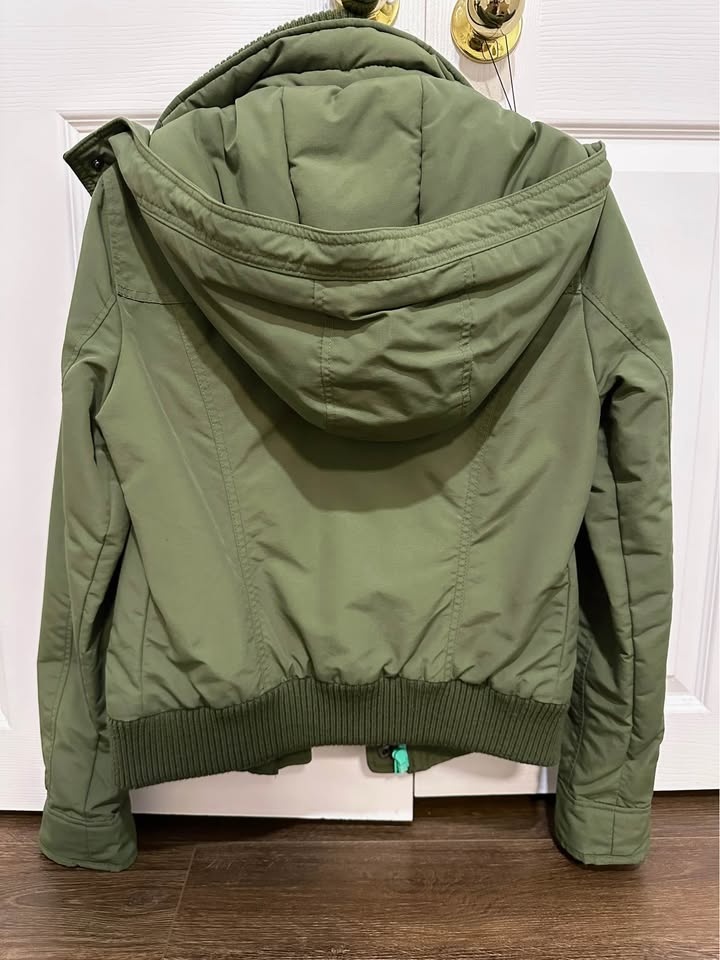 Women's Hollister ALL-WEATHER Green Hooded Bomber Jacket M - photo 4