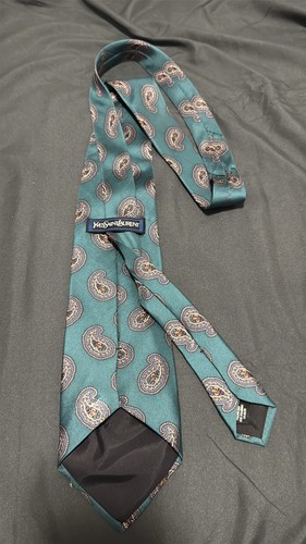 Vintage YSL Teal Paisley Silk Tie - Made in Italy